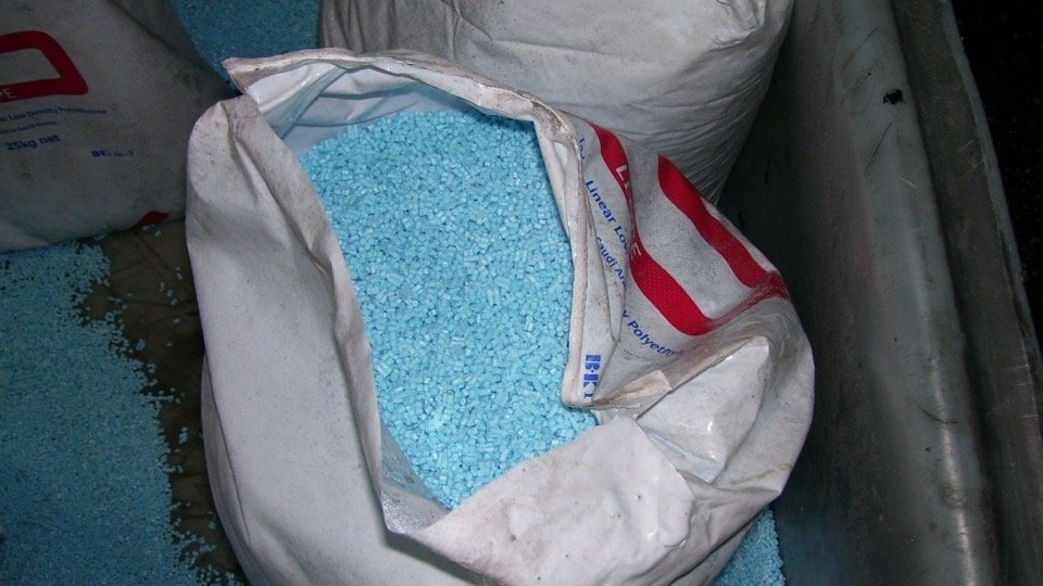 Recycled LLDPE granules ready for processing
